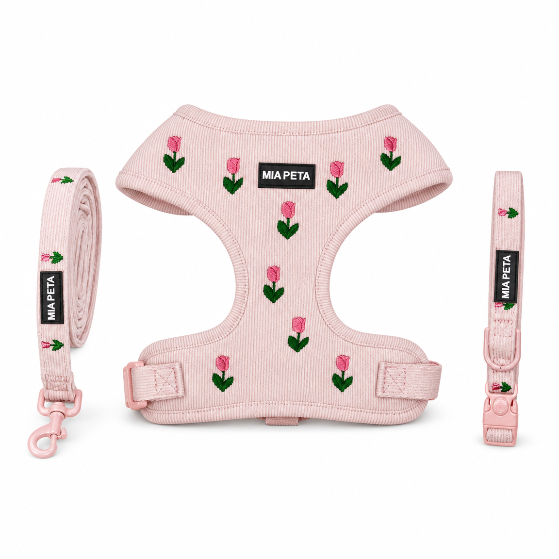 Embroidered Tulip Corduroy Harness Set