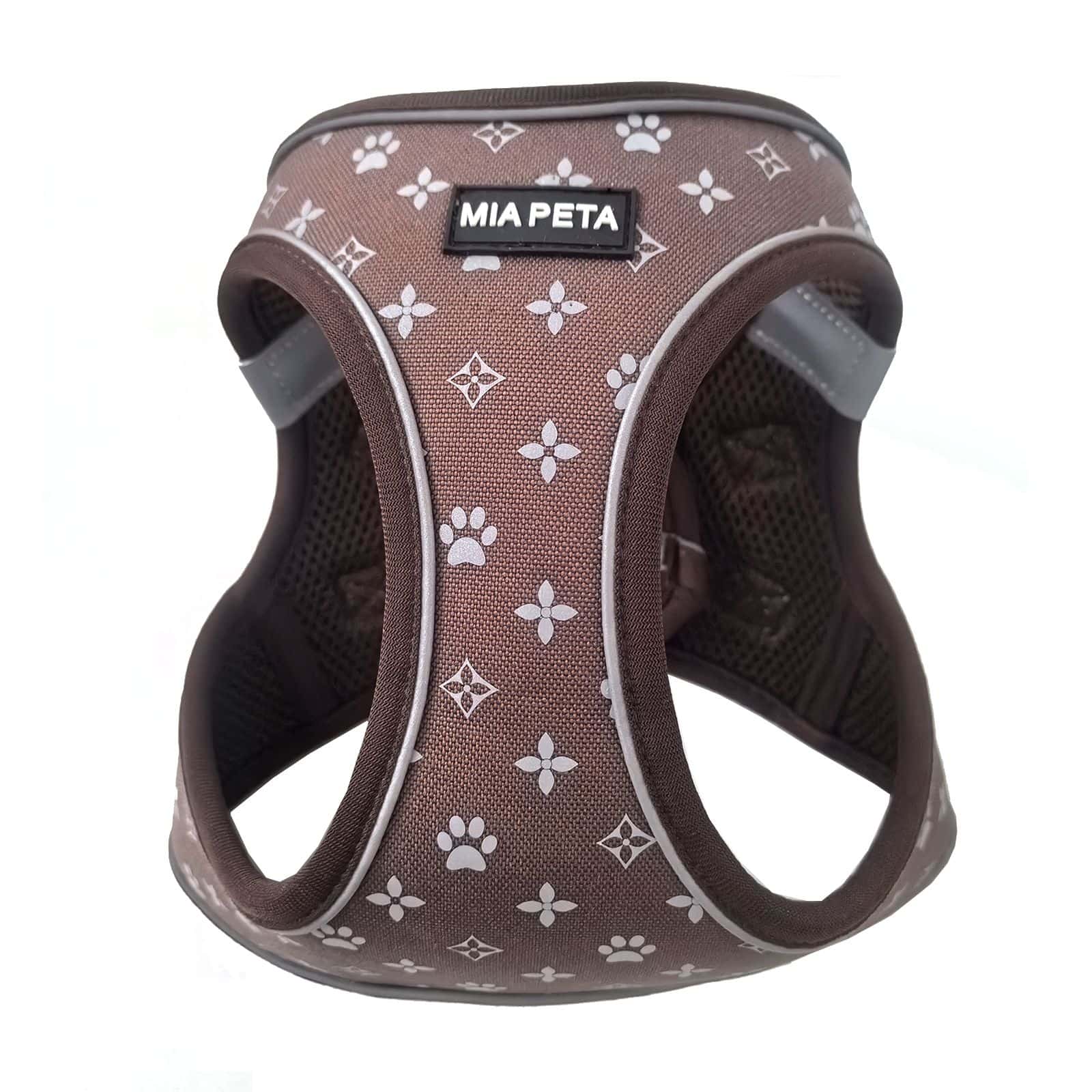 Brown Reflective Floral Dog Harness