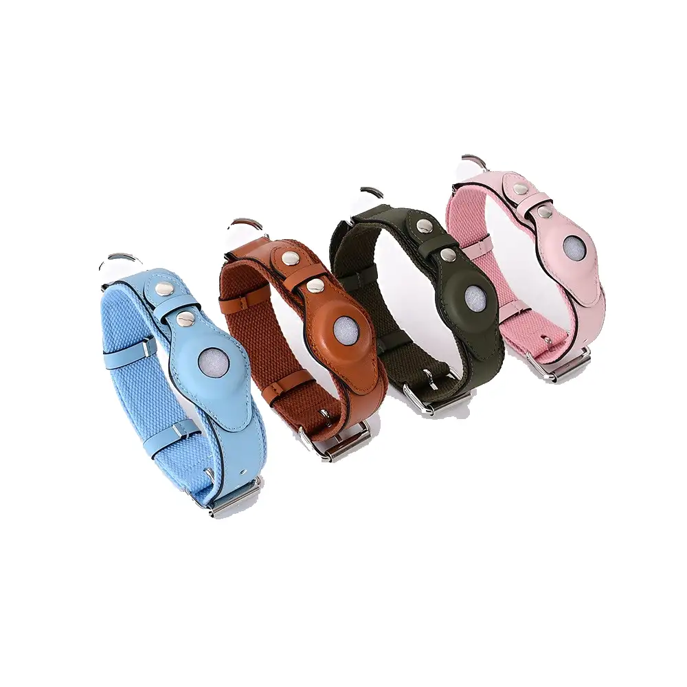 Leather Dog Collar Tracker Holder