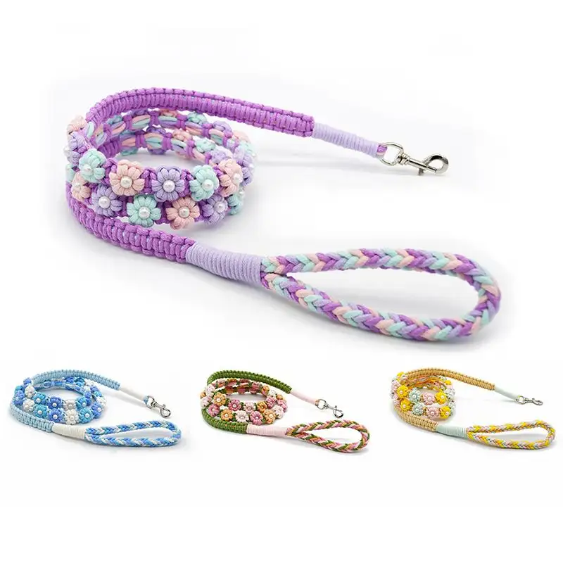 Handmade Macrame Dog Leash Set