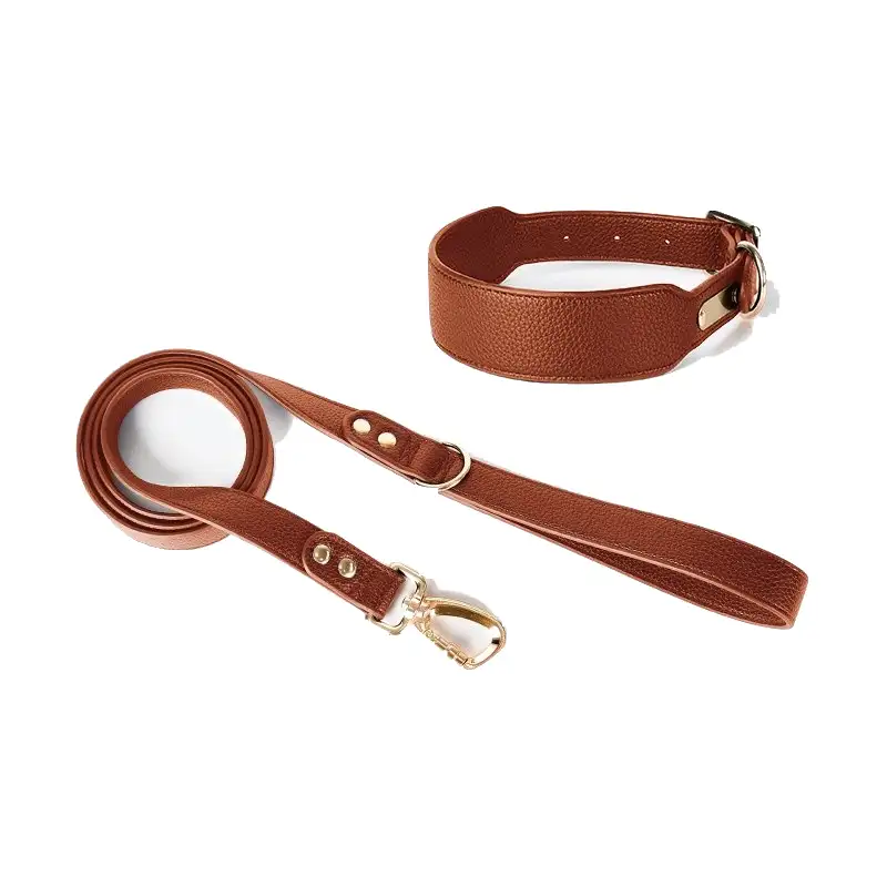Wide Leather Dog Collar Set