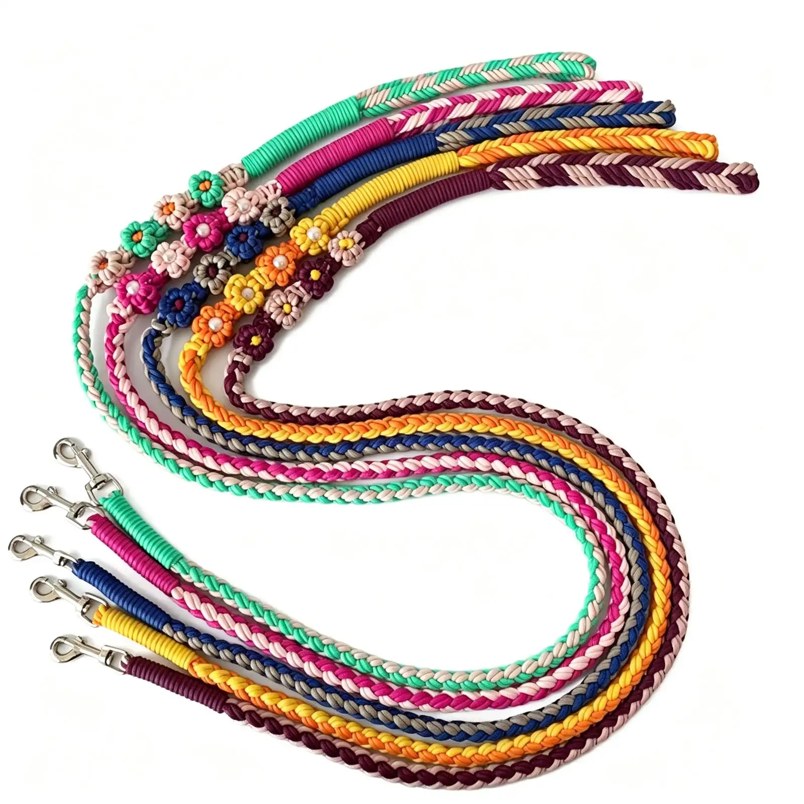 Pearl Flower Macrame Dog Leash