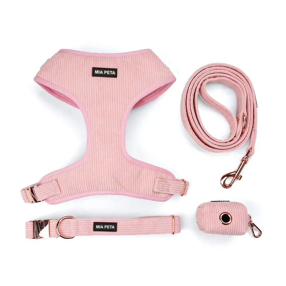 Corduroy Dog Harness Set - Multicolor